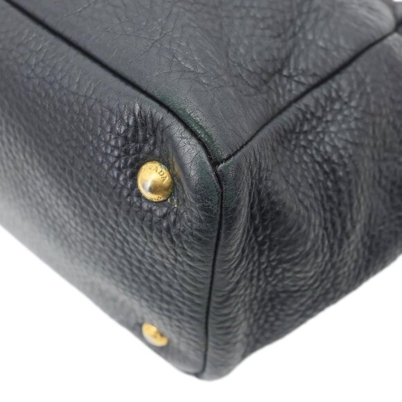 Prada  Vitello Daino Front Zip Leather Hobo Bag Black - Picture 9 of 16